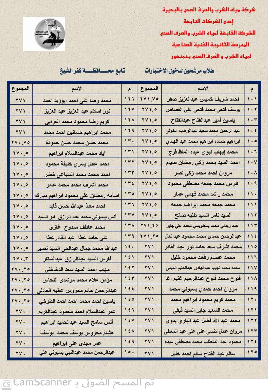 موعد اختبارات مدرسة مياه الشرب والصرف الصحي بدمنهو